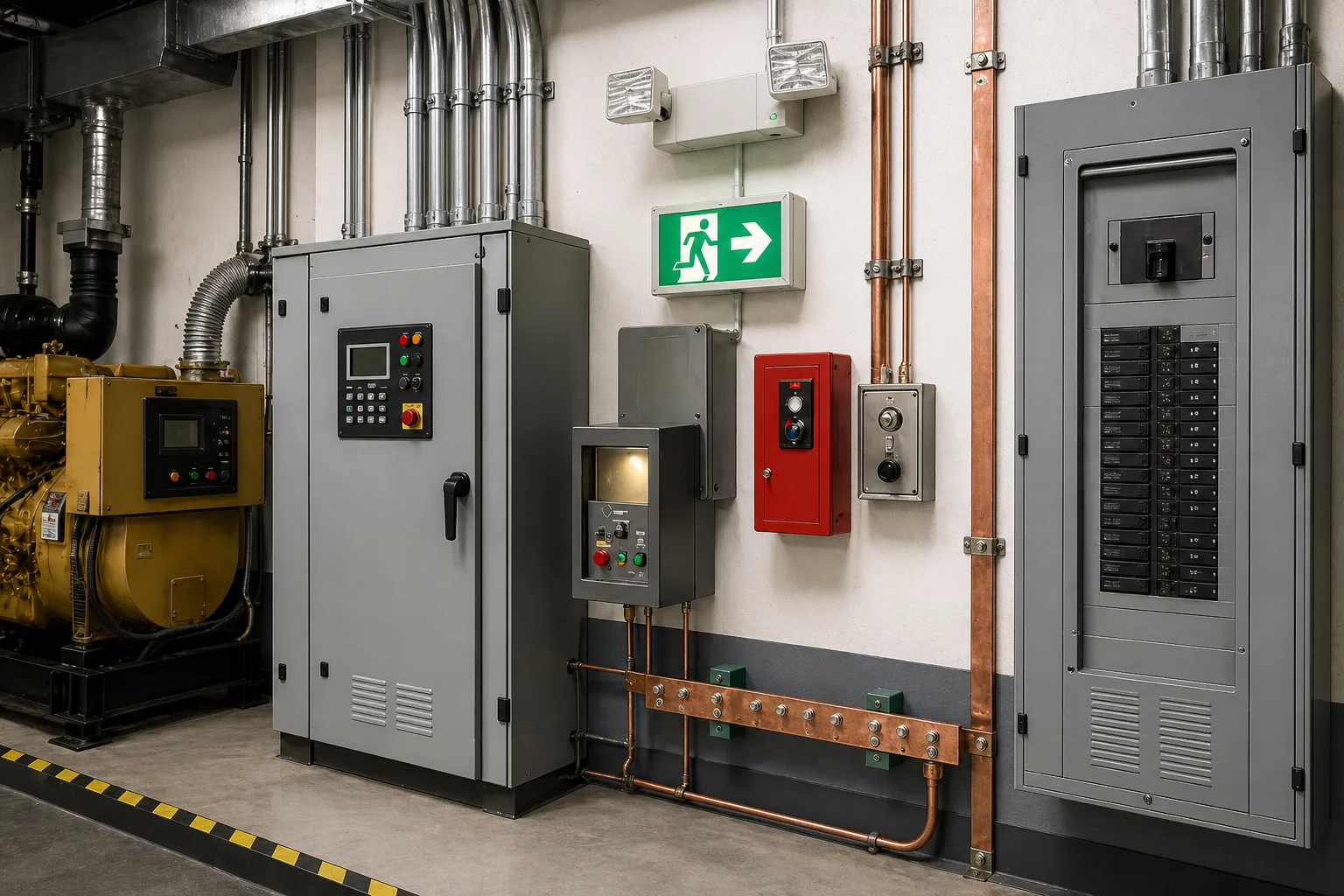 Electrical panelboard with cardboard boxes and supplies stacked tight against the panel face