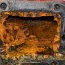 Heavy corrosion product inside an opened sprinkler system valve